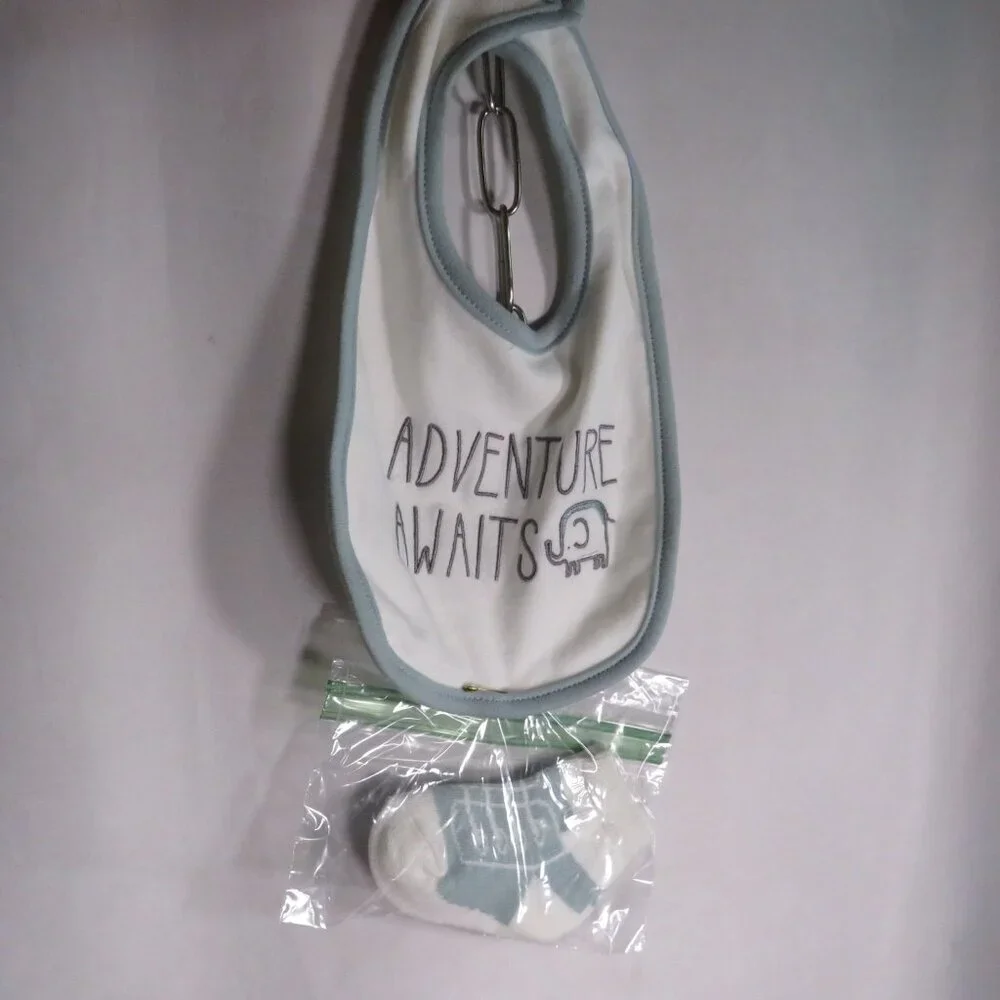 Baby Dusty Blue Bib, Socks, Bodysuit & Pants 100% cotton (4)pc set